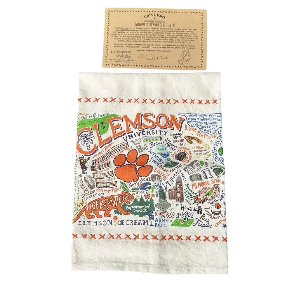 Vintage Catstudio Collegiate Collection Dish Hand Bar Towel - CLEMSON